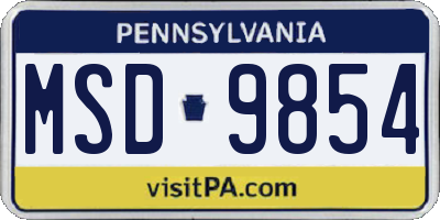 PA license plate MSD9854