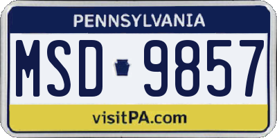 PA license plate MSD9857