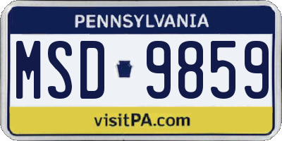 PA license plate MSD9859