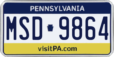 PA license plate MSD9864