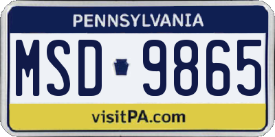 PA license plate MSD9865