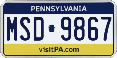 PA license plate MSD9867