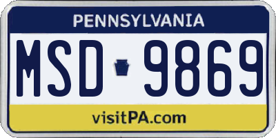 PA license plate MSD9869