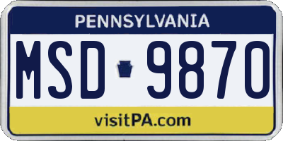 PA license plate MSD9870