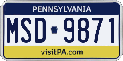 PA license plate MSD9871