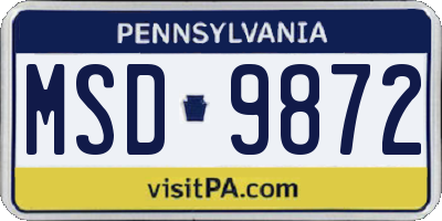 PA license plate MSD9872