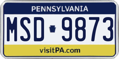 PA license plate MSD9873