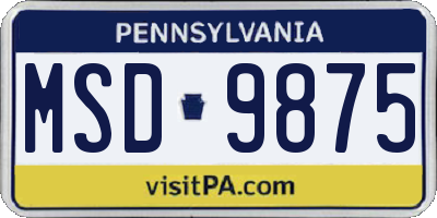 PA license plate MSD9875