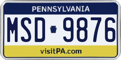 PA license plate MSD9876