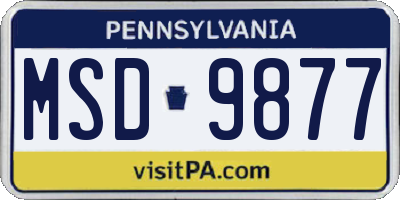 PA license plate MSD9877