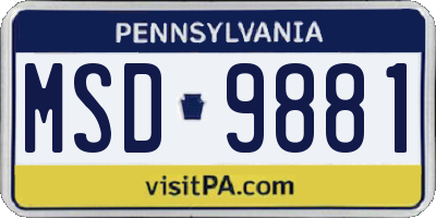 PA license plate MSD9881