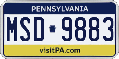 PA license plate MSD9883