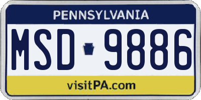 PA license plate MSD9886