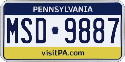 PA license plate MSD9887