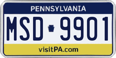 PA license plate MSD9901