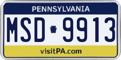 PA license plate MSD9913