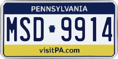 PA license plate MSD9914