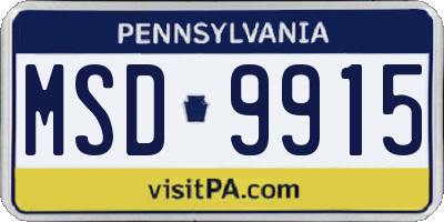 PA license plate MSD9915