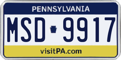 PA license plate MSD9917
