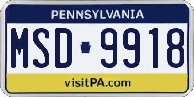 PA license plate MSD9918