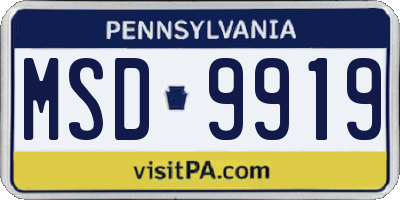 PA license plate MSD9919