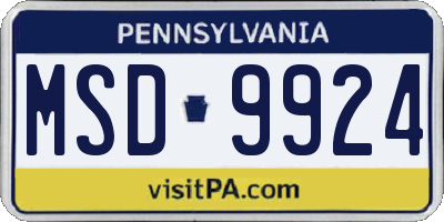 PA license plate MSD9924