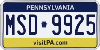 PA license plate MSD9925