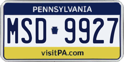 PA license plate MSD9927