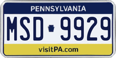 PA license plate MSD9929