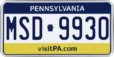PA license plate MSD9930