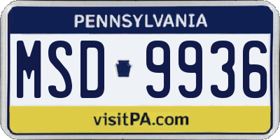 PA license plate MSD9936
