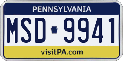 PA license plate MSD9941