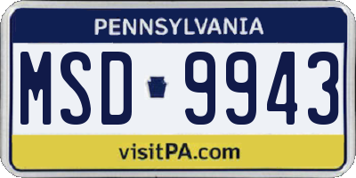 PA license plate MSD9943