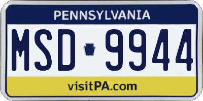 PA license plate MSD9944