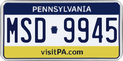 PA license plate MSD9945