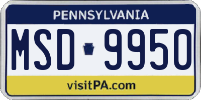 PA license plate MSD9950