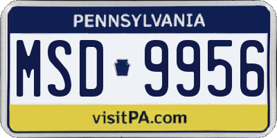 PA license plate MSD9956