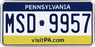 PA license plate MSD9957