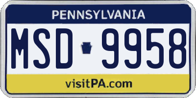 PA license plate MSD9958