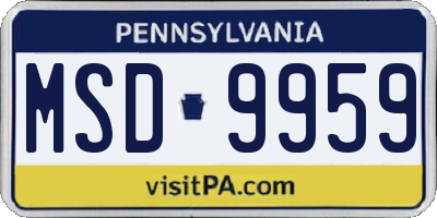 PA license plate MSD9959