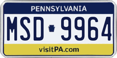 PA license plate MSD9964
