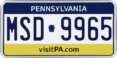 PA license plate MSD9965