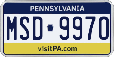 PA license plate MSD9970