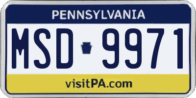 PA license plate MSD9971
