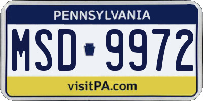 PA license plate MSD9972
