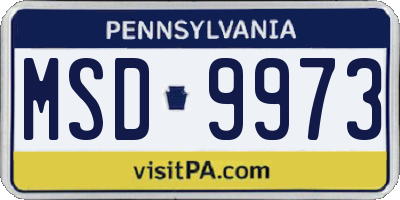 PA license plate MSD9973