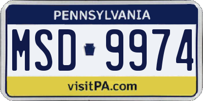 PA license plate MSD9974