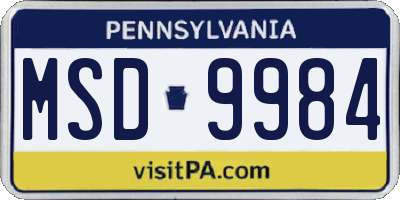 PA license plate MSD9984