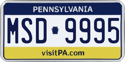 PA license plate MSD9995