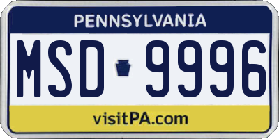PA license plate MSD9996
